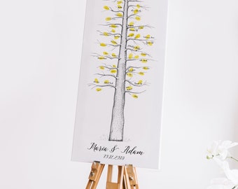 Libro de visitas único, árbol de bodas Sequoia, arte de huellas dactilares, recuerdo personalizado, libro de visitas creativo, almohadillas de tinta, celebración de firmas,