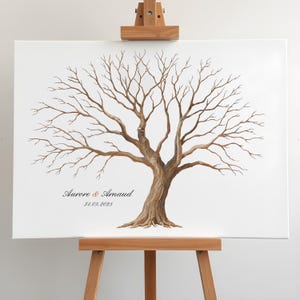 Vingerafdruk canvas boomkunstdruk met 3 inktkleuren - instructiekaart - Snelle verzending