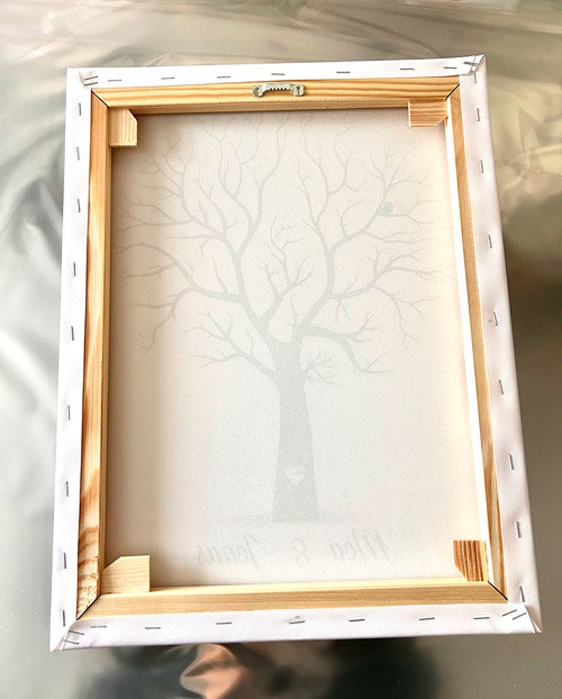 Venta 20% de DESCUENTO Lienzo envuelto con impresión artística 3 almohadillas de tinta, libro de invitados de árbol de boda árbol de huellas dactilares de pareja de bodas, 20-100 invitados Lienzo imagen 10