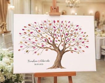 Alternative guest book - 3 ink pads included & instruction card - Wedding keepsake