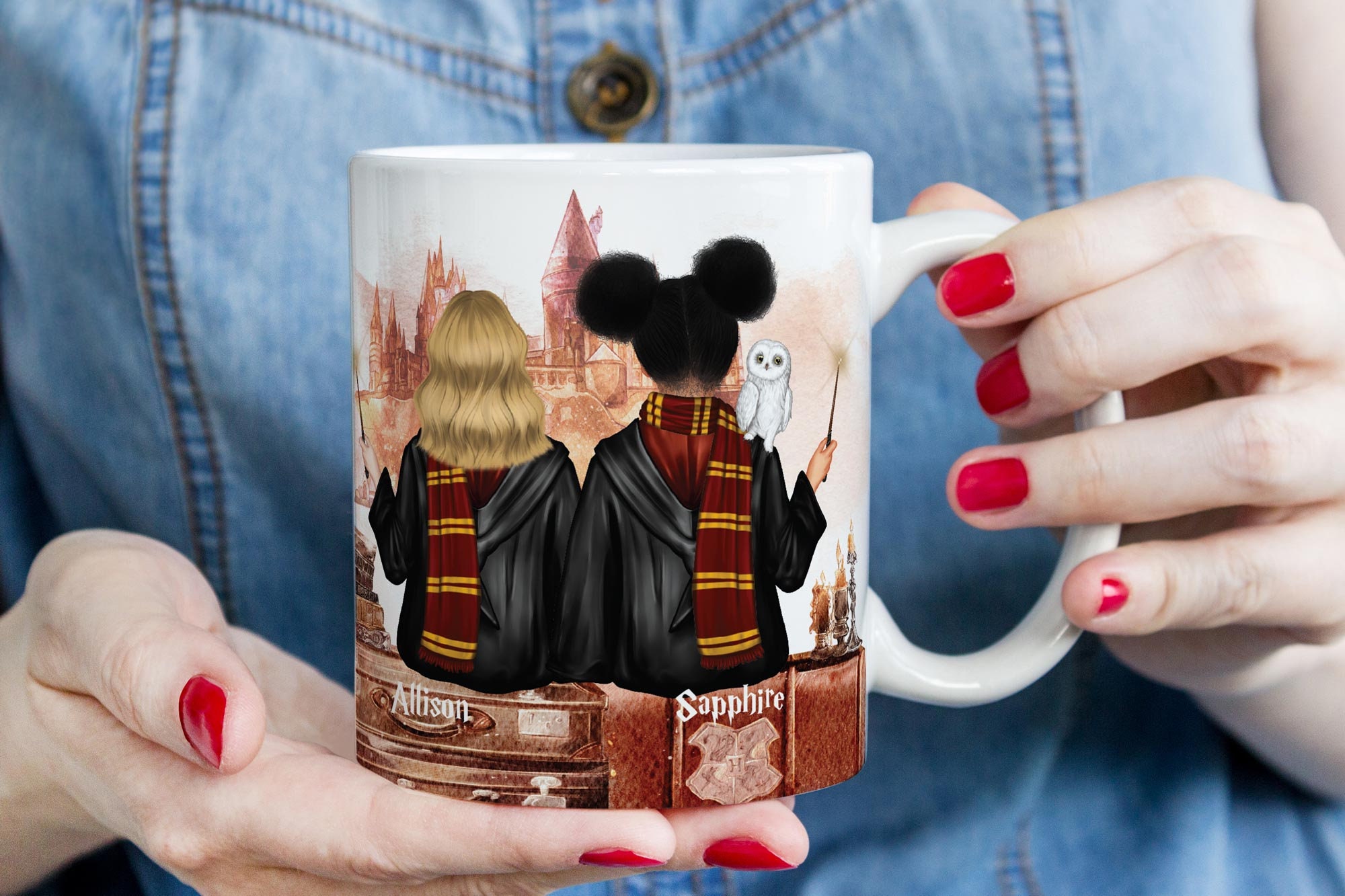 Custom Wizard friends Personalized Mug, Wizard Family mug unique Christmas, bff mug, travel mug, Custom family mug, best friends mug