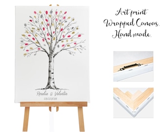 Livre D'or De Mariage Arbre à Empreintes Digitales - Toile 42x30 Cm, Alternative Créative Pour Invités, Anniversaire, Cadeau