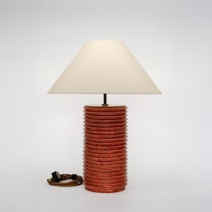 Unique Handmade Red Glazed Ceramic Table Lamp – Made in London, UK