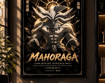 Mahoraga Wall Art | Printable Poster | JJK Wall Art | Jujutsu Kaisen Art | Anime Poster | Dark Anime Poster | Divine General Art |