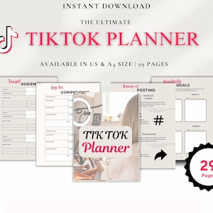 TikTok Content Planner | Digital Planner for TikTok Creators • Undated • Canva Template • Social Media Schedule, Hashtags + Trend Tracker