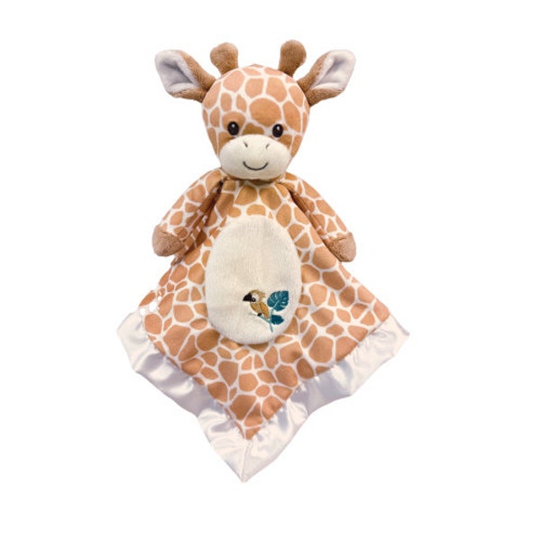 Giraffe, Lil'  Snuggler Lovey, Personalized with embroidered name or monogram, Security Blanket, Baby Gift