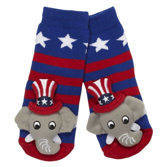 Slipper Socks - Elephant stars and stripes