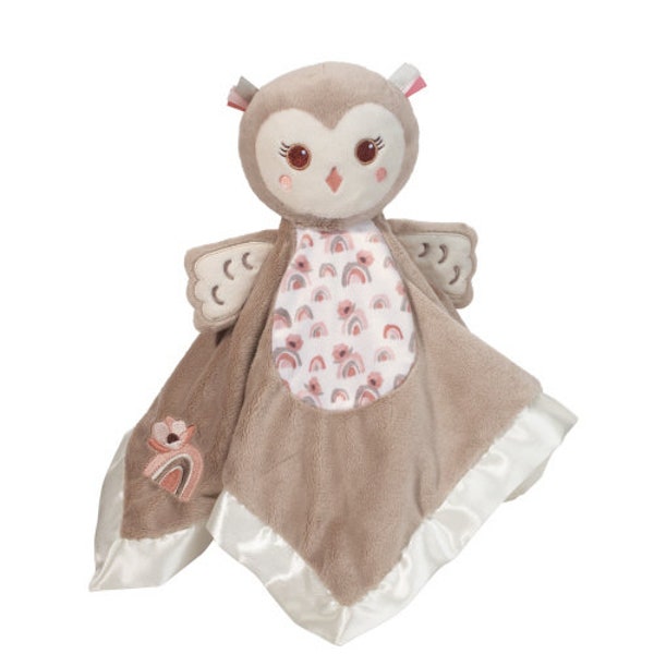 Nova Owl Lil' Snuggler Lovey, Lil', Personalized with embroidered name or monogram, Security Blanket, Baby Gift