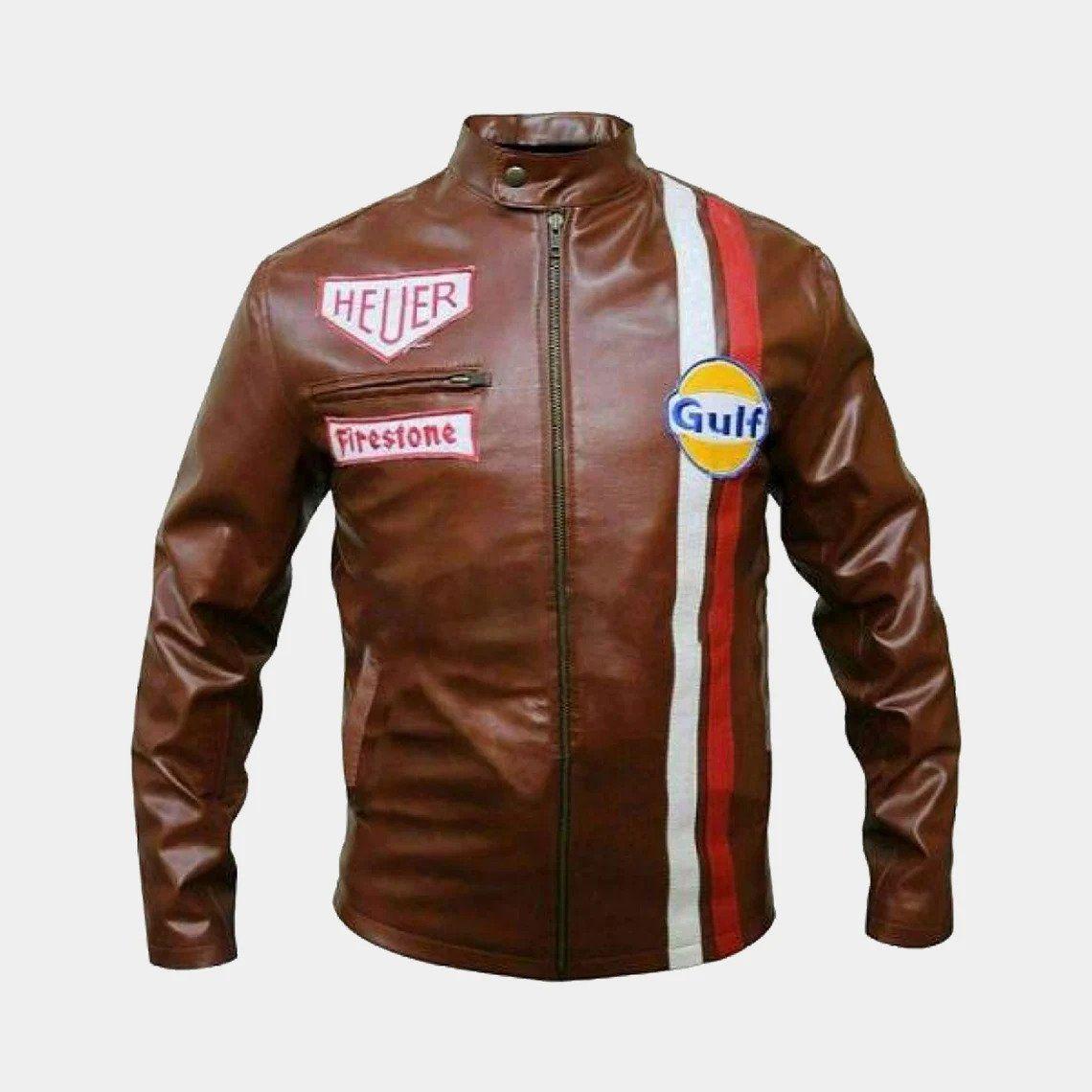 Steve Mcqueen Le Mans Leather Racing Jacket: Gulf Heuer Vintage