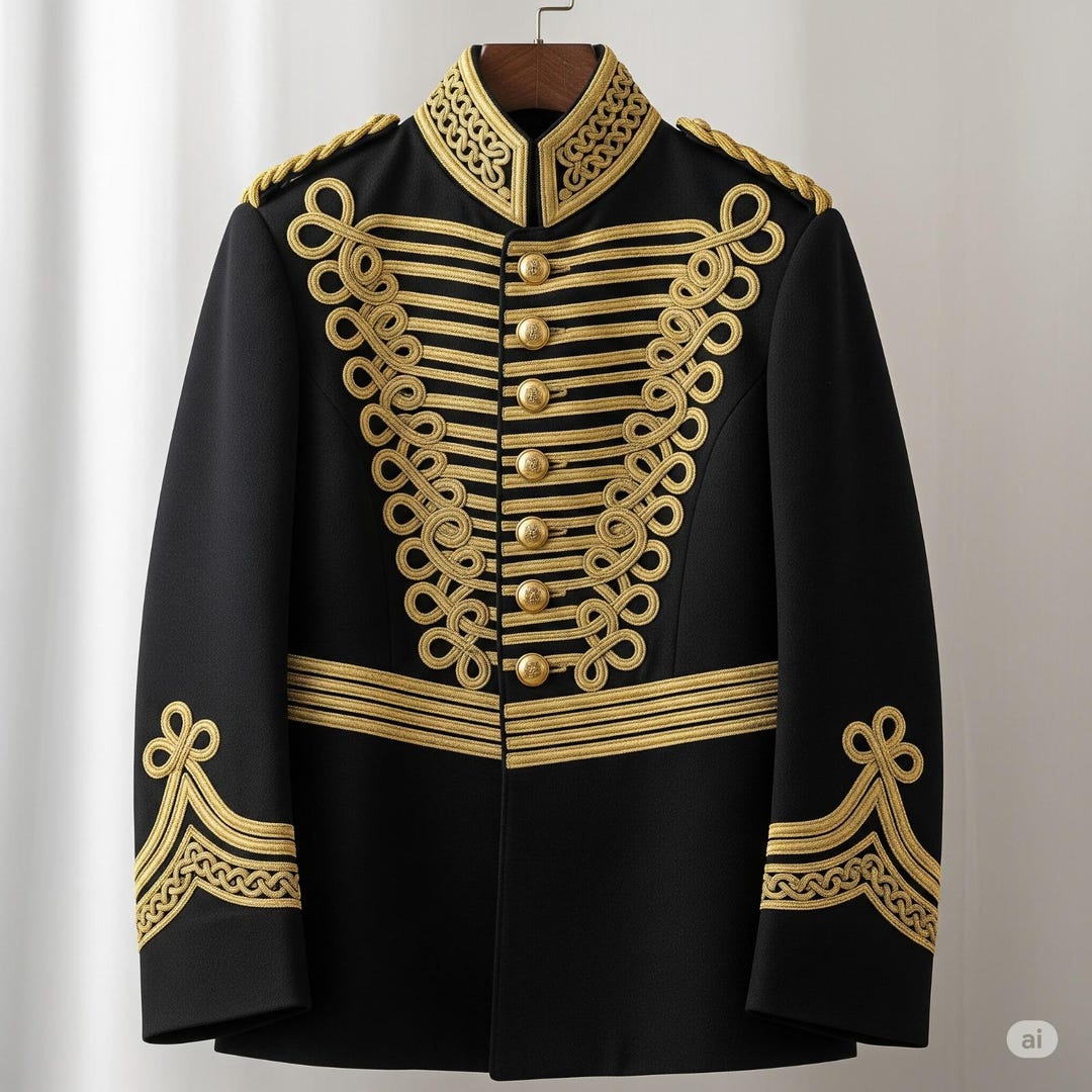 Men's Black Wool Hussar Jacket: Gold Braid Military Coat - Etsy