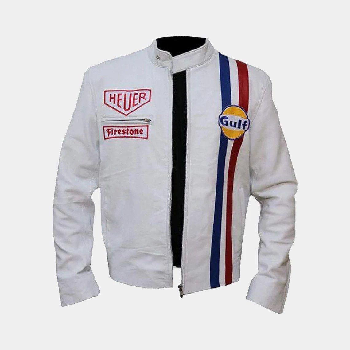 Steve Mcqueen Le Mans Leather Racing Jacket: Gulf Heuer Vintage