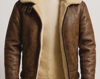 Vintage 80s Avirex B3 US Army Air Force Sheepskin Leather Bomber