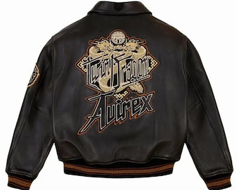 Men's Avirex Genuine Leather Bomber Jacket: Classic American Flight Style