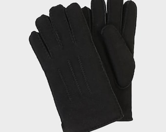 Luvas de pele de carneiro masculinas: Luvas clássicas de couro de cordeiro para dirigir