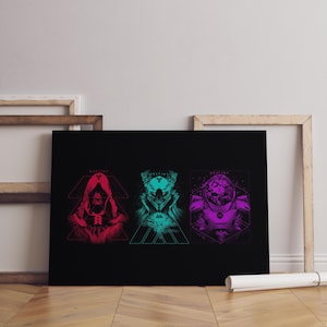 Impresión en lienzo de una batalla espacial épica: decoración para sala de juegos