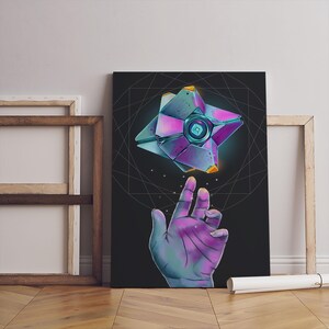 Impresión en lienzo de una batalla espacial épica: decoración de sala de juegos mejorada con IA