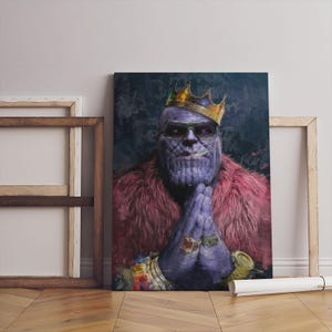 Cosmic Purple Titan Pop Art Canvas Poster | Bold Space Wall Decor Black White Frame