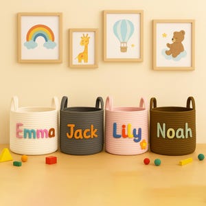 Personalized Kids Storage Basket, Custom Name Toy Bin, Baby Shower Gift, Nursery Organizer, Birthday Gift, Custom Embroidered Basket