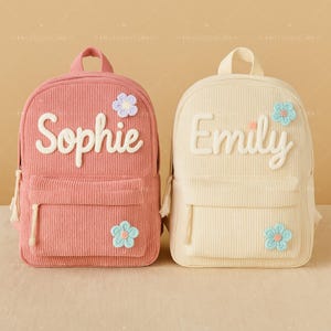 Custom Toddler Backpack, Handmade Cotton Rope Name Kids Bag,Personalized Corduroy School Backpack, Birthday Gift for Girls Boys,Holiday Gift