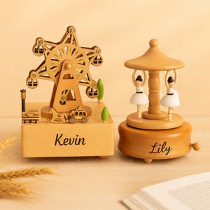 Custom Wooden Music Box, Personalized Engraved Baby Gift, Wooden Music Toy for Boys Girls, Kids Birthday Christmas Keepsake,Gifts For Her