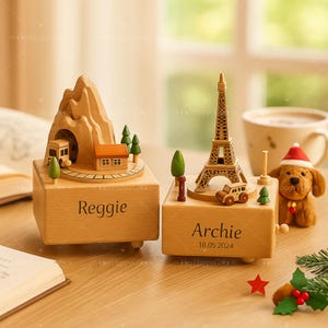 Personalized Wooden Carousel Music Box, Custom Engraved Name Date, Ballet Dancer Music Toy, Baby Shower Birthday Wedding Christmas Gift