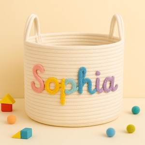 Personalized Toy Storage Basket,Custom Name Organizer Bin, Kids Room Storage,Cotton Rope Basket,Baby Clothes Books Laundry Bin,Gifts For Her