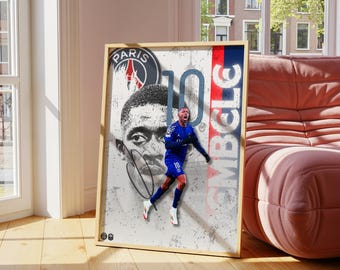 Ousmane Dembele Poster – PSG Champions | Football Wall Art | Soccer Star Digital Print | Instant Download