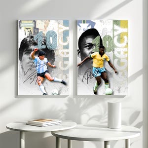 Maradona x Pelé Legacy Poster 2 pack – Soccer Legends Wall Art | Football Icon Print | Vintage Sports Decor | Instant Download