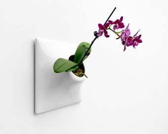 9&quot; White Wall Planter, Medium, Modern Indoor Outdoor Ceramic Planter, Mid Century Modern Decor, Plant Wall Art, Biophilic Design