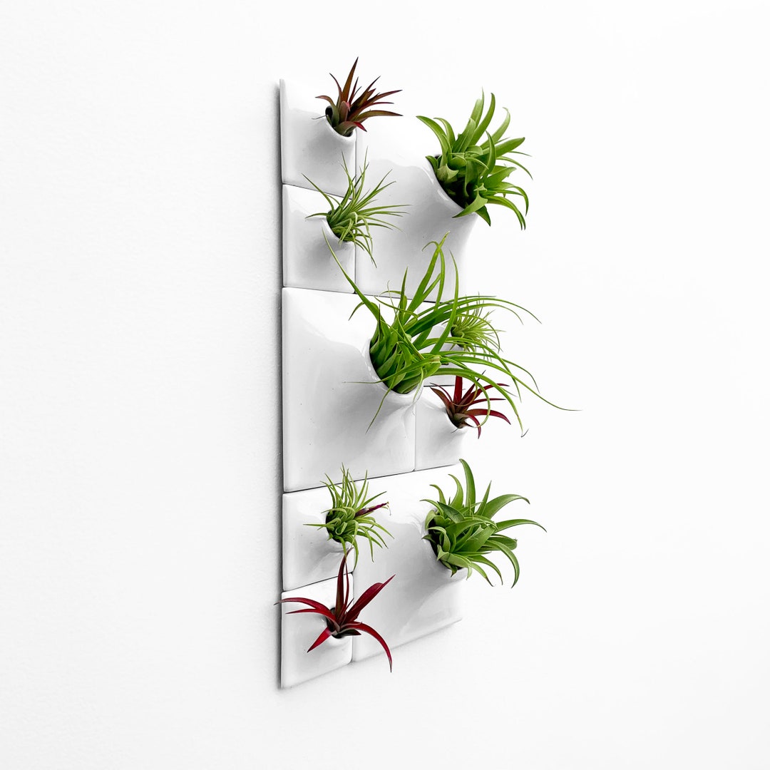Modern White Wall Planter Set, Mid Century Modern Wall Decor, Moss Wall
