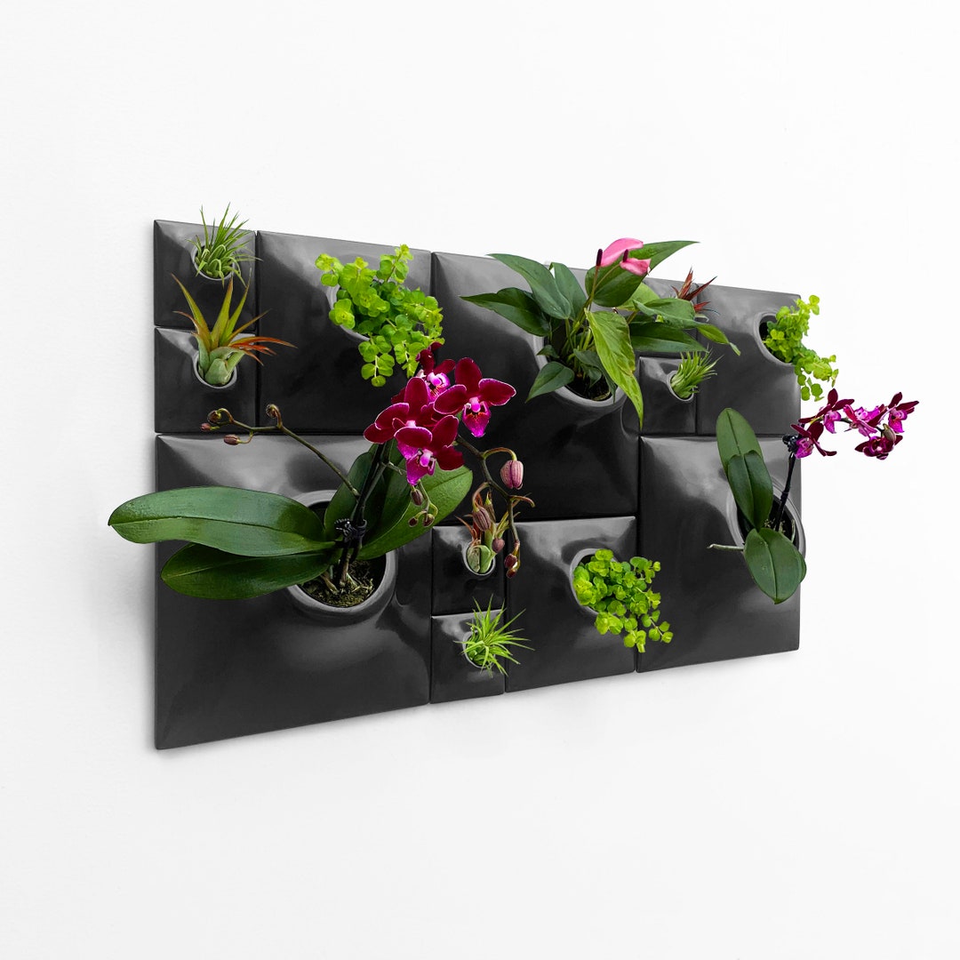 Modern Black Wall Planter Greenwall, Mid Century Modern Wall Decor