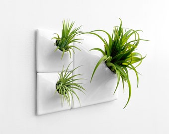 Modern White Wall Planter Set, Mid Century Modern Wall Sculpture, Home Office Decor, Plant Wall Art, Indoor Outdoor Ceramic Planter, BR1