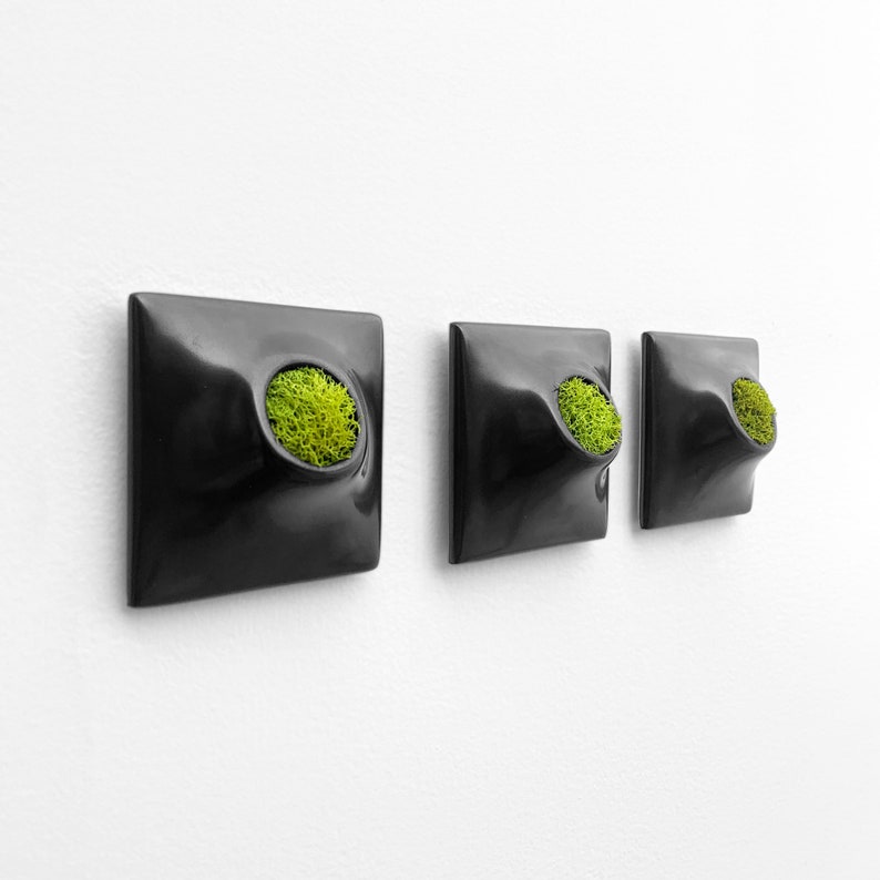 Modern Black Wall Planter 3 X Small Air Plant Holder Etsy