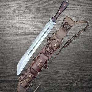 Hand-Forged 5160 Spring Steel Machete, Full Tang Knife, Outdoor Machete  with Leather Sheath | Gift for Him, Birthday Gift, Anniversary Gift