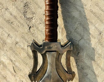 Handmade He-Man Power Sword Replica, 44" Master Sword of Universe Hand Forged Sword With Leather Sheath