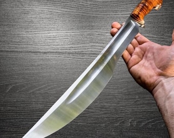 Espada corta de acero al carbono hecha a mano - Espada de 20 pulgadas, espada forjada a mano con funda de cuero