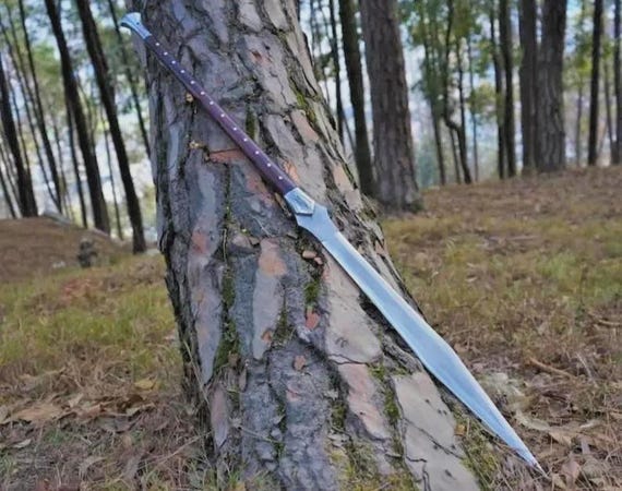 Custom Handmade Carbon Steel Spear Sword, 37 Inches Hand Forged Spear with Leather Sheath