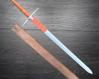 Handmade 39" Silver Braveheart William Wallace Scottish Claymore Sword with Sheath, Best Gift For Him, Anniversary Gift, Birthday Gift