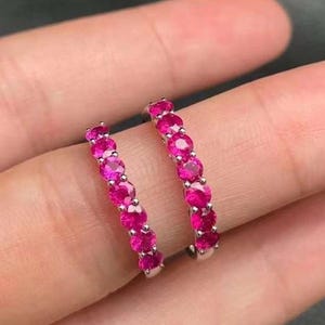 Round Cut Lab-Created Ruby Eternity Band Ring - 925 Sterling Silver Wedding Jewelry for Women