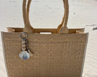 Coastal Scallop Shell Keychain/Purse Charm, Handmade Coastal Gifts
