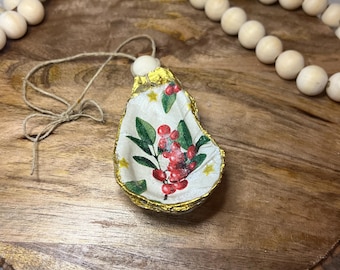 Decoupage Oyster Shell Ornament: Coastal Christmas Decor