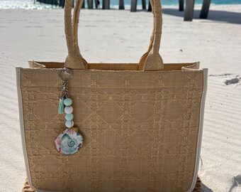 Coastal Scallop Shell Keychain/Purse Charm, Handmade Coastal Gifts