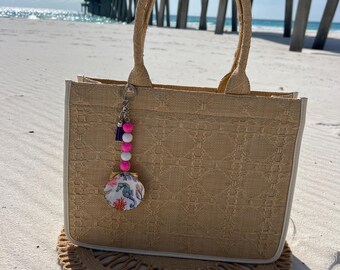 Coastal Scallop Shell Keychain/Purse Charm, Handmade Coastal Gifts