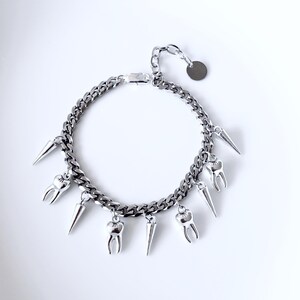 Spike & Tooth Charm Bracelet | Stainless Steel Cuban Chain