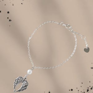 Armband med änglavinge och konstpärlor | Rostfritt stål bild 7