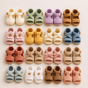 10 Summer Baby Sandals Crochet Patterns Bundle PDF | Baby Shoes Pattern | Newborn Booties | Baby Girl & Boy Sandals