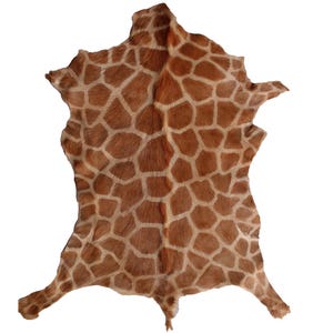 Real Handmade Giraffe Print Goatskin Rug: Genuine Leather 100% , boho Home Decor
