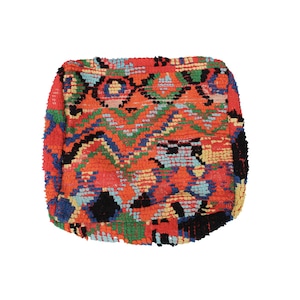 Handmade Moroccan Kilim Pouf: Vintage Beni Ourain Wool Floor Cushion