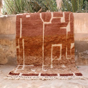 brown moroccan rug - beniourain Rug - Rug for living room - Handmade Berber rug - Neutral shag rug - bohemian rug - Brown rug wool -area rug