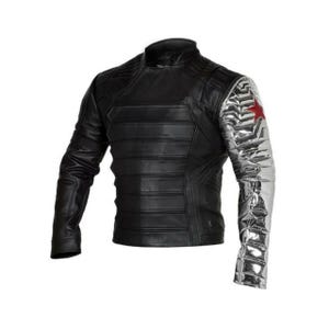 Handmade Genuine Leather Winter Soldier Cosplay Jacket: Bucky Barnes Movie Costume Jacket For Men